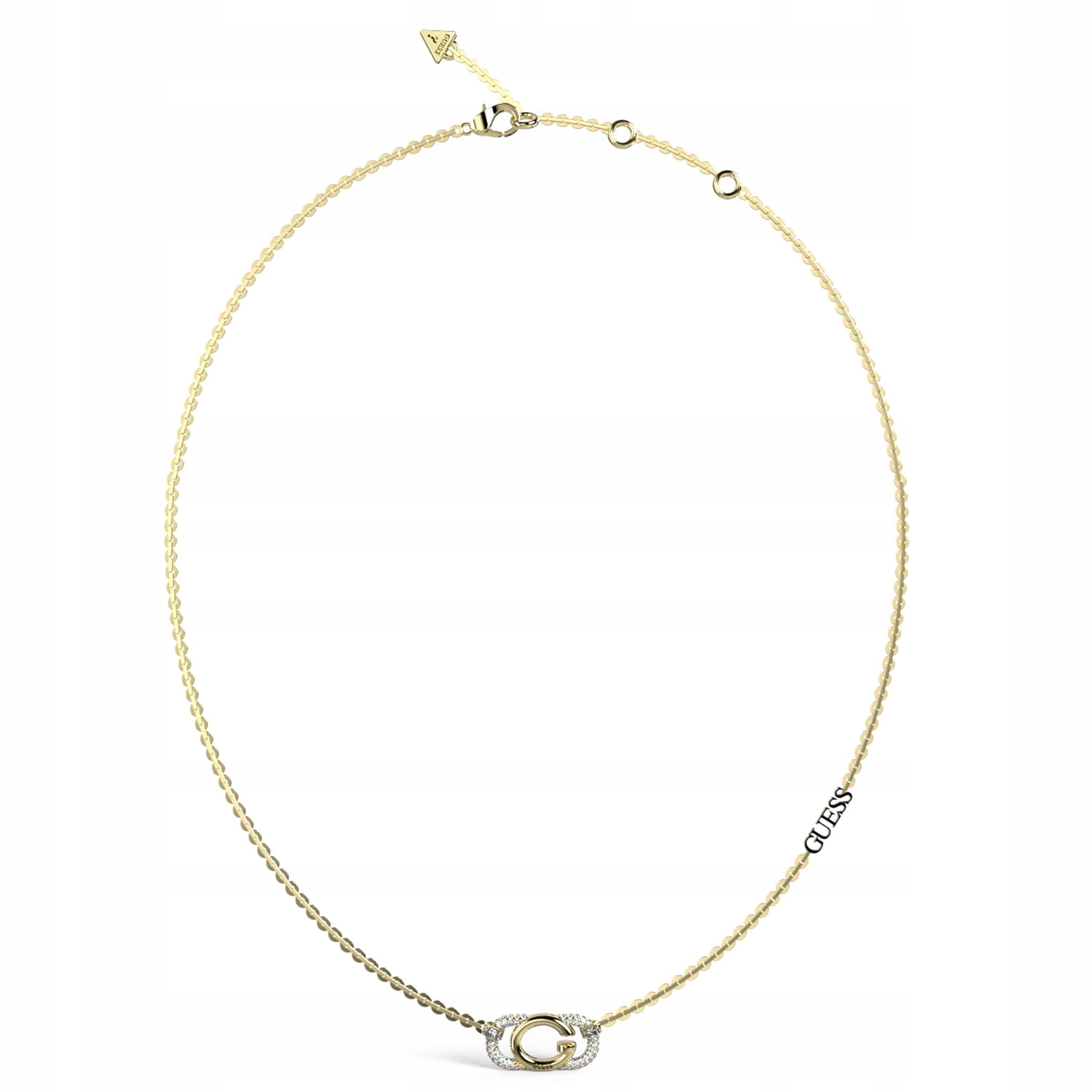 Náhrdelník Guess Oh My G písmeno G zirkony ocel pozlacený