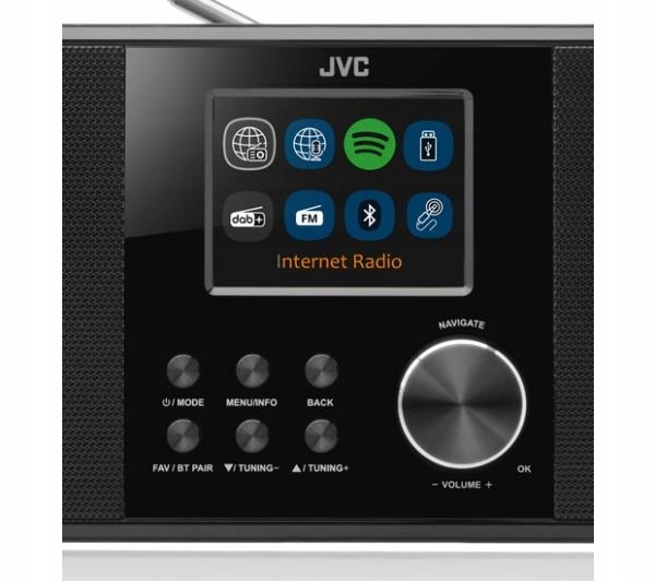 Radio internetowe sieciowe WiFi Spotify Connect Bluetooth DAB+ JVC RA-E981B Zasilanie sieciowe