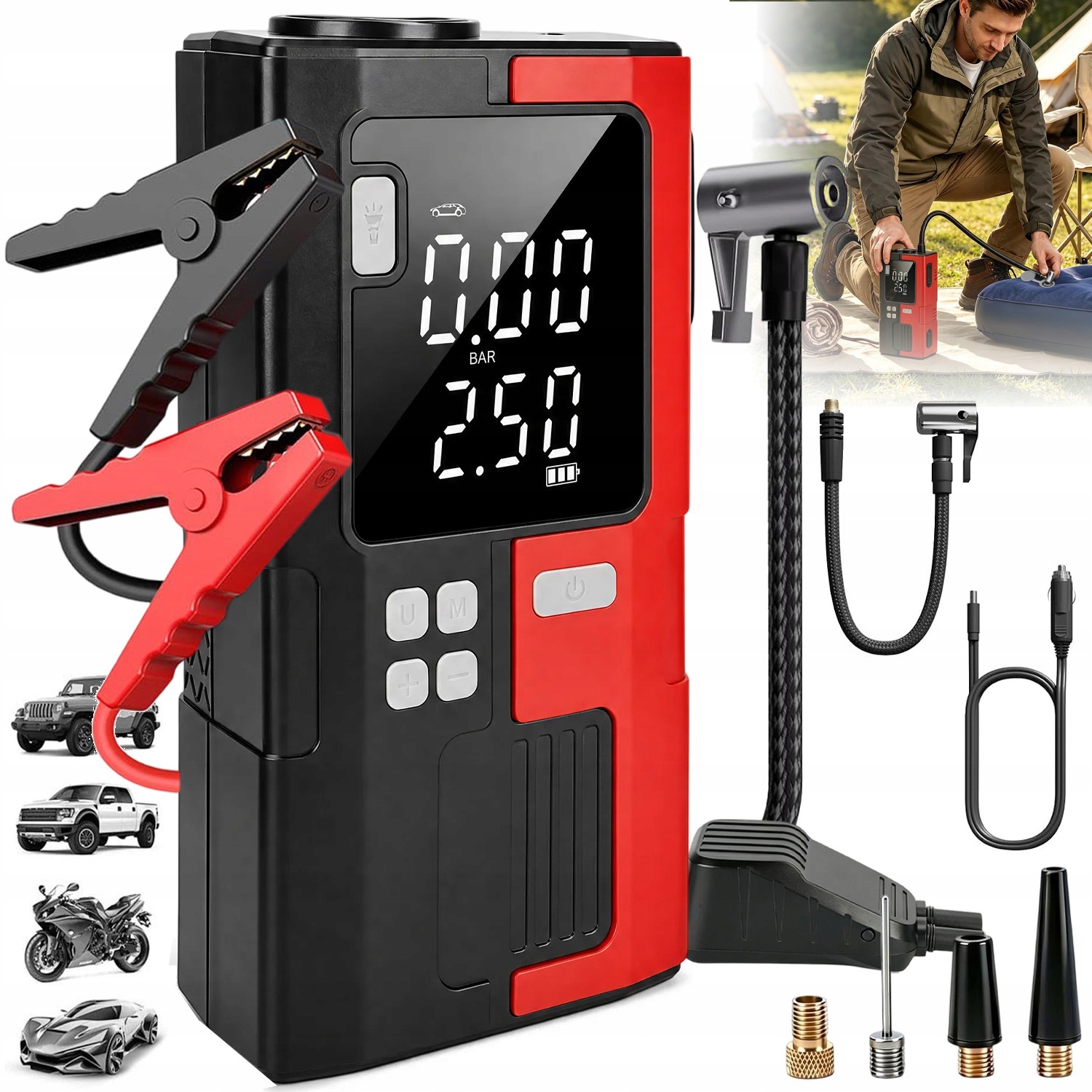 Štartér Do Auta Powerbank Autoštartovacie Zariadenie Jump Starter LCD
