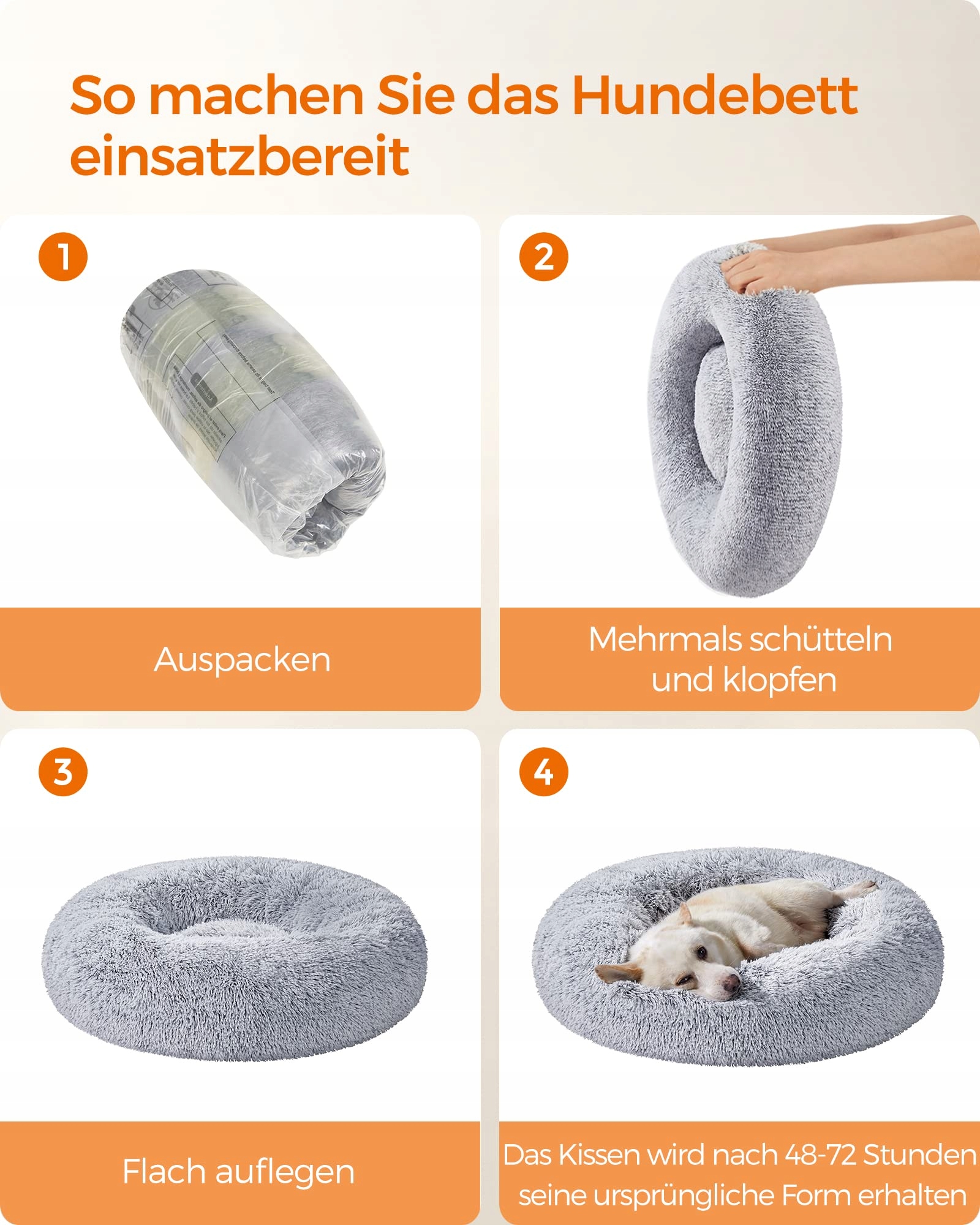 FEANDREA Legowisko Dla Psa I Kota Donut Kissen 80 cm Szare — miniatura 9