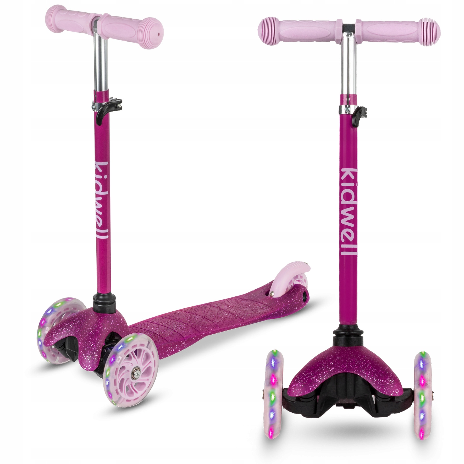 Hulajnoga Balansowa Kidwell Uno Dla Dzieci Brokat Różowa Trójkołowa Led 3+
