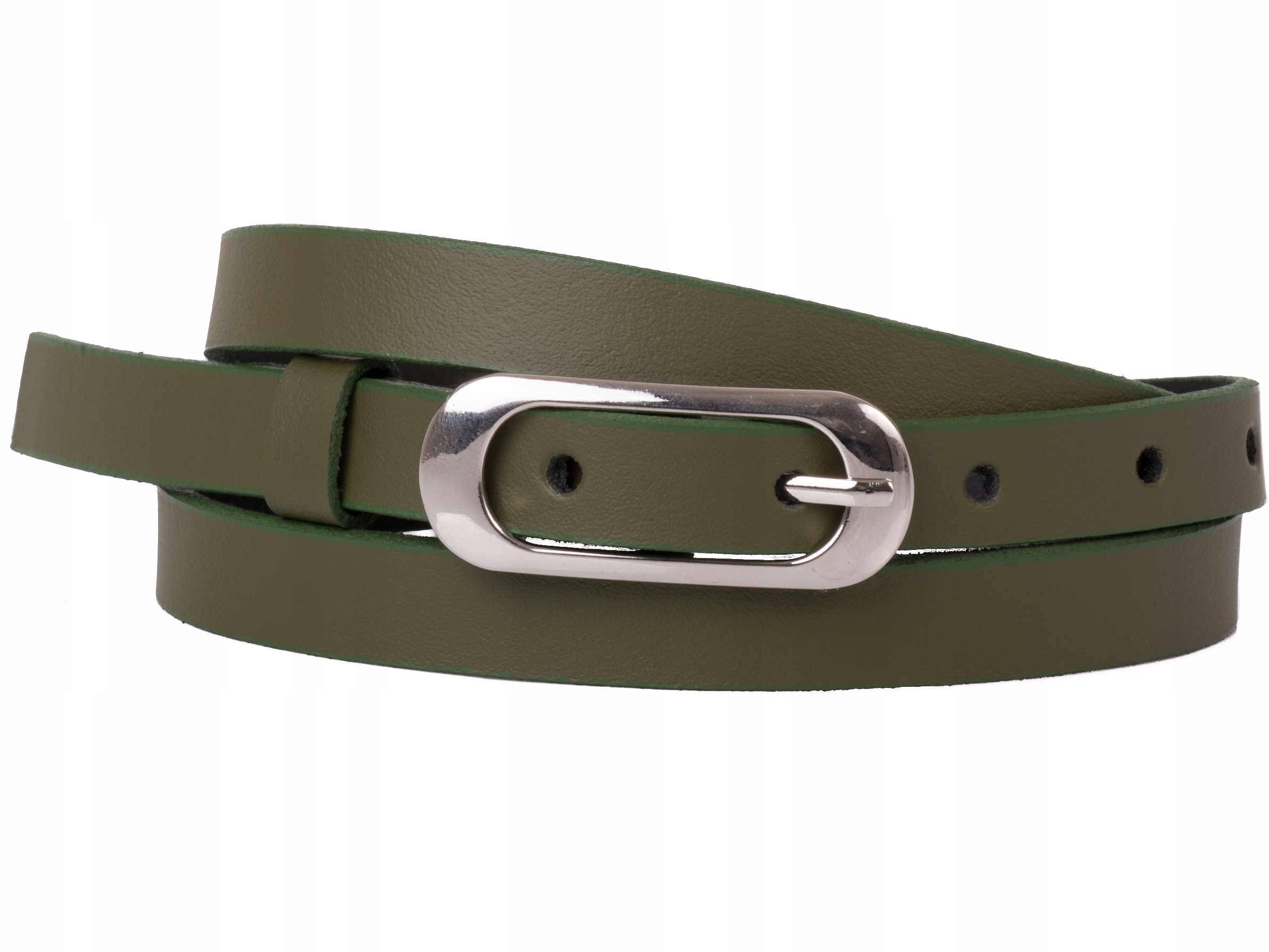 

Damski Skórzany pasek 1,5cm Khaki |100obw