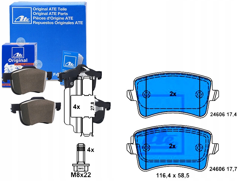 Brzdové Destičky Vw Zadní Golf 1,4-3,2 03-09 Ate