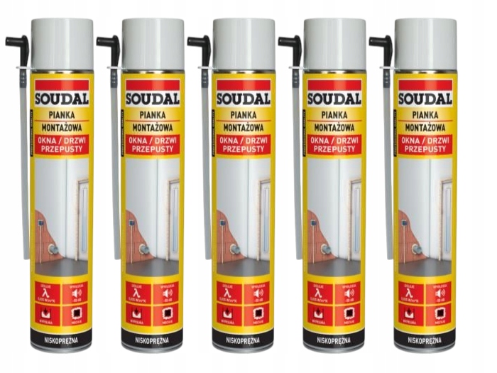 5 x Pianka ręczna wężykowa montażowa piana niskoprężna 750 ml Soudal