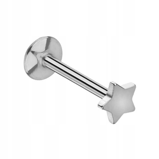 

Labret z gwiazdką Gwint 1,2/6 srebrny