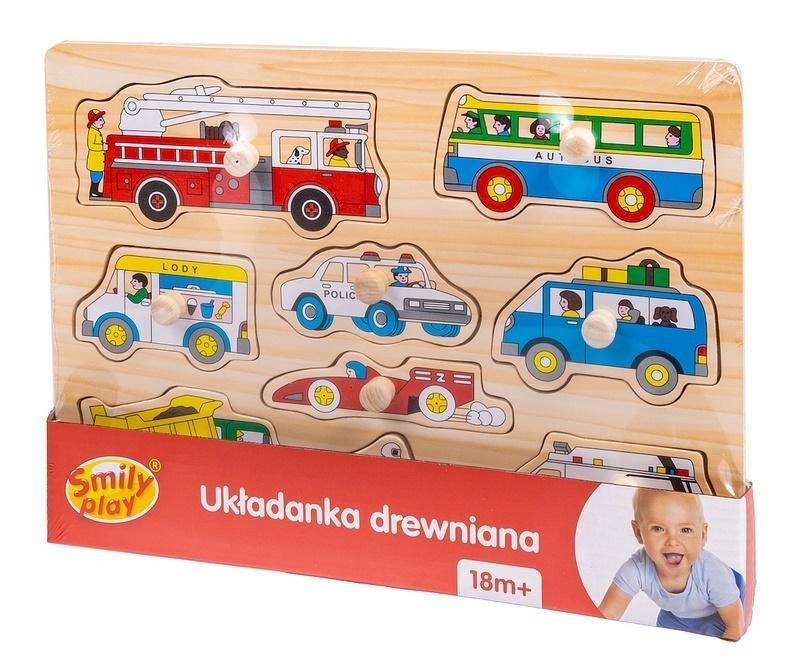UKŁADANKA DREWNIANA POJAZDY, SMILY PLAY