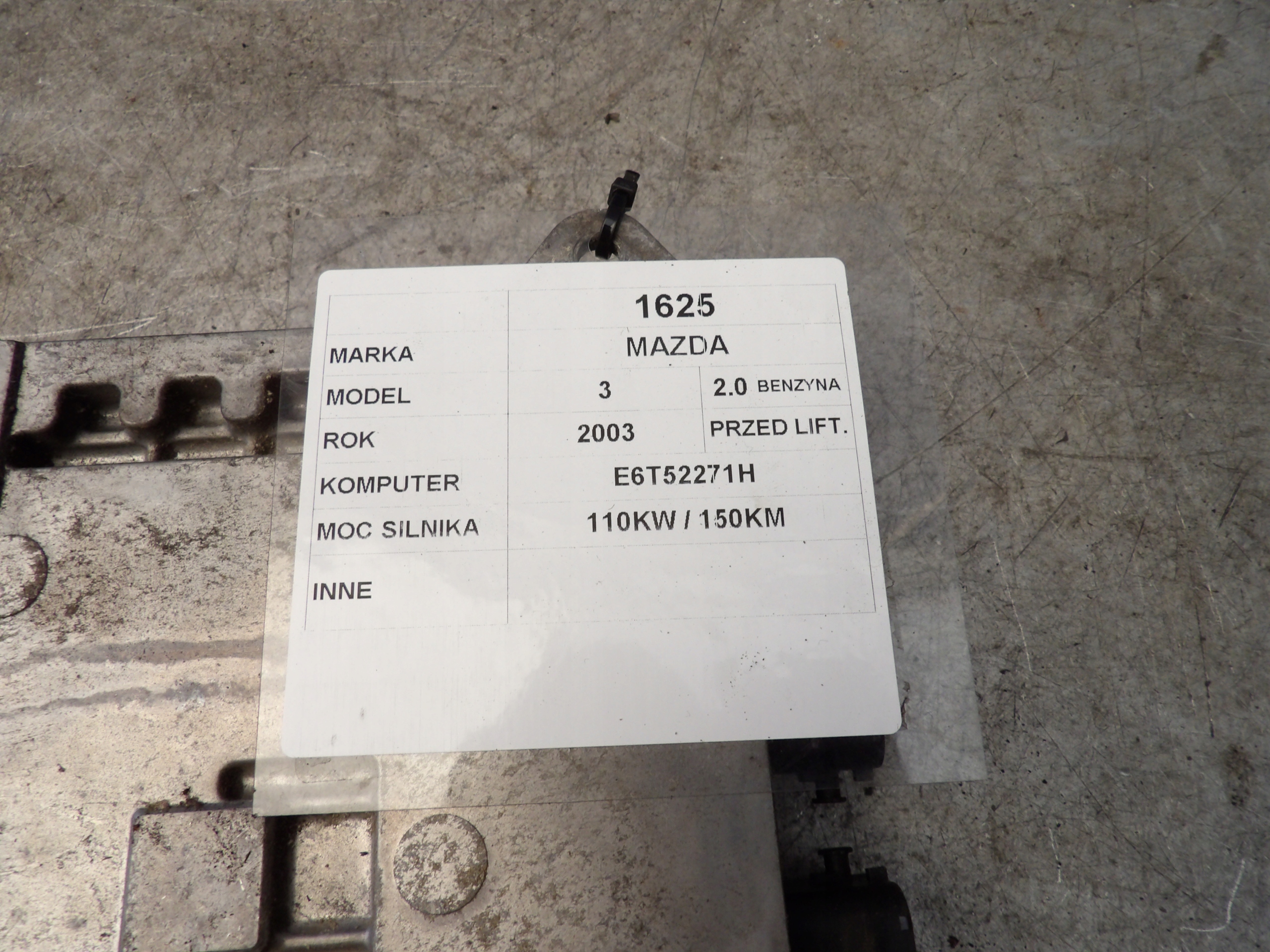 Mazda 3 computer E6T52271H 4A LF50 18 881E