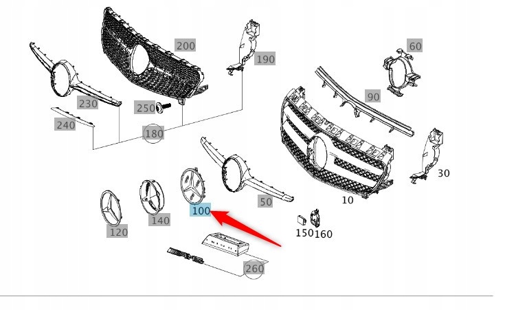 EMBLEMAT GWIAZDA MERCEDES GRILL RADAR A1648880411 Numer katalogowy części A1648880411