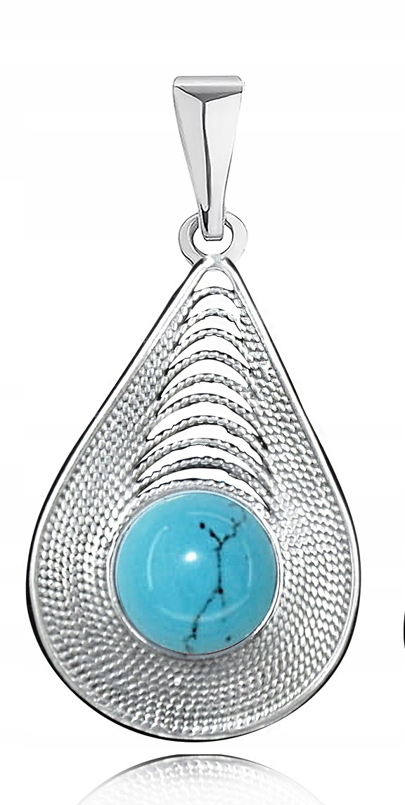 

Srebrny Ażurowy Wisiorek Zawieszka Z Turkusem 925