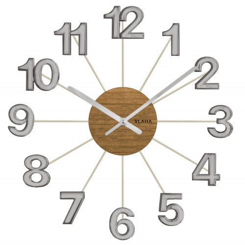 Drevené šedé hodiny Vlaha design VCT1073, 42 cm
