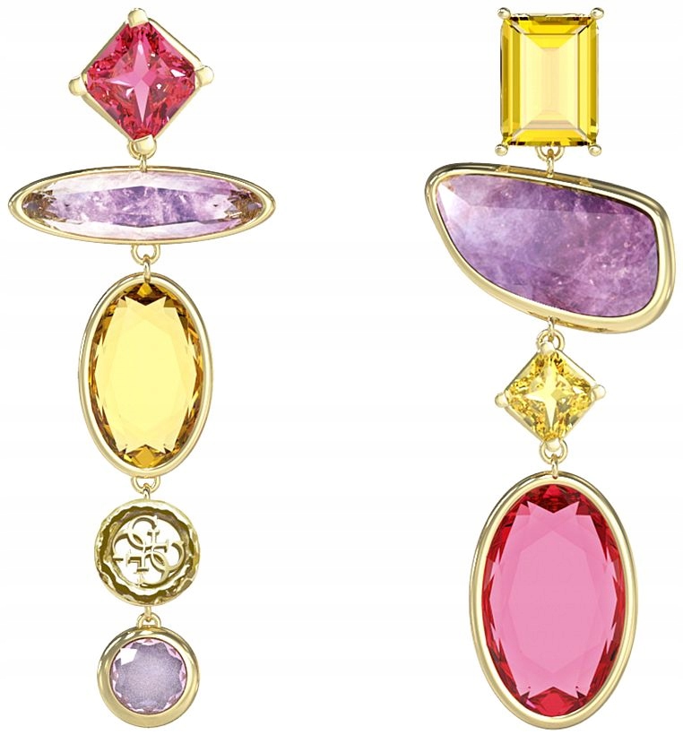 Originální Módní Náušnice Guess Petra Barevné Závěsné Krystaly s logem 75 mm