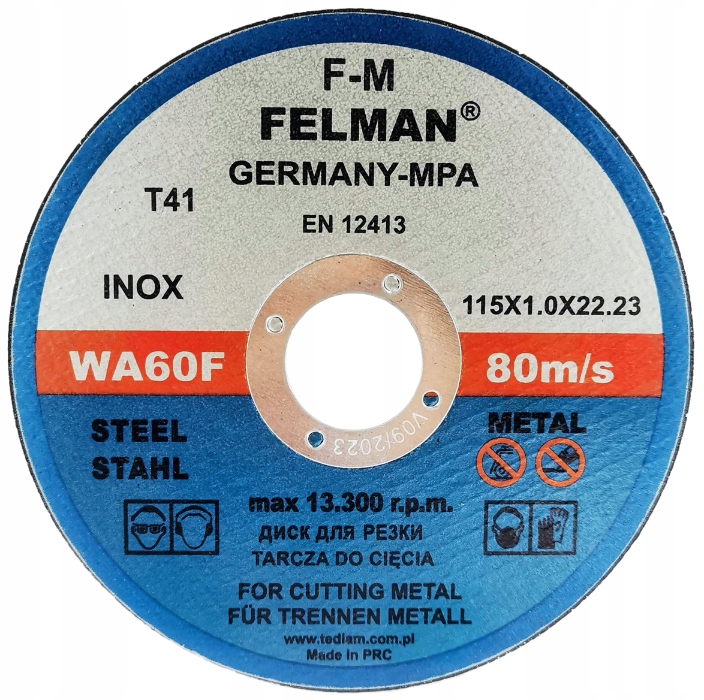 TARCZA DO CIĘCIA STALI METALU 10szt 115x1.0x22.23 Marka TurboTools