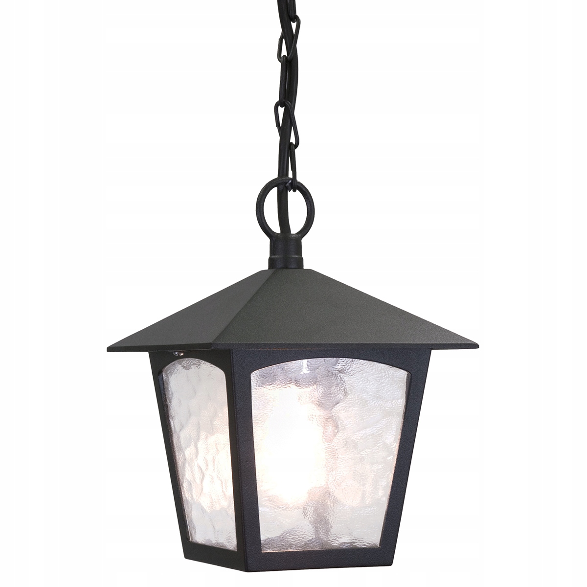 Závesná vonkajšia záhradná lampa sklenená čierna ozdobná Elstead
