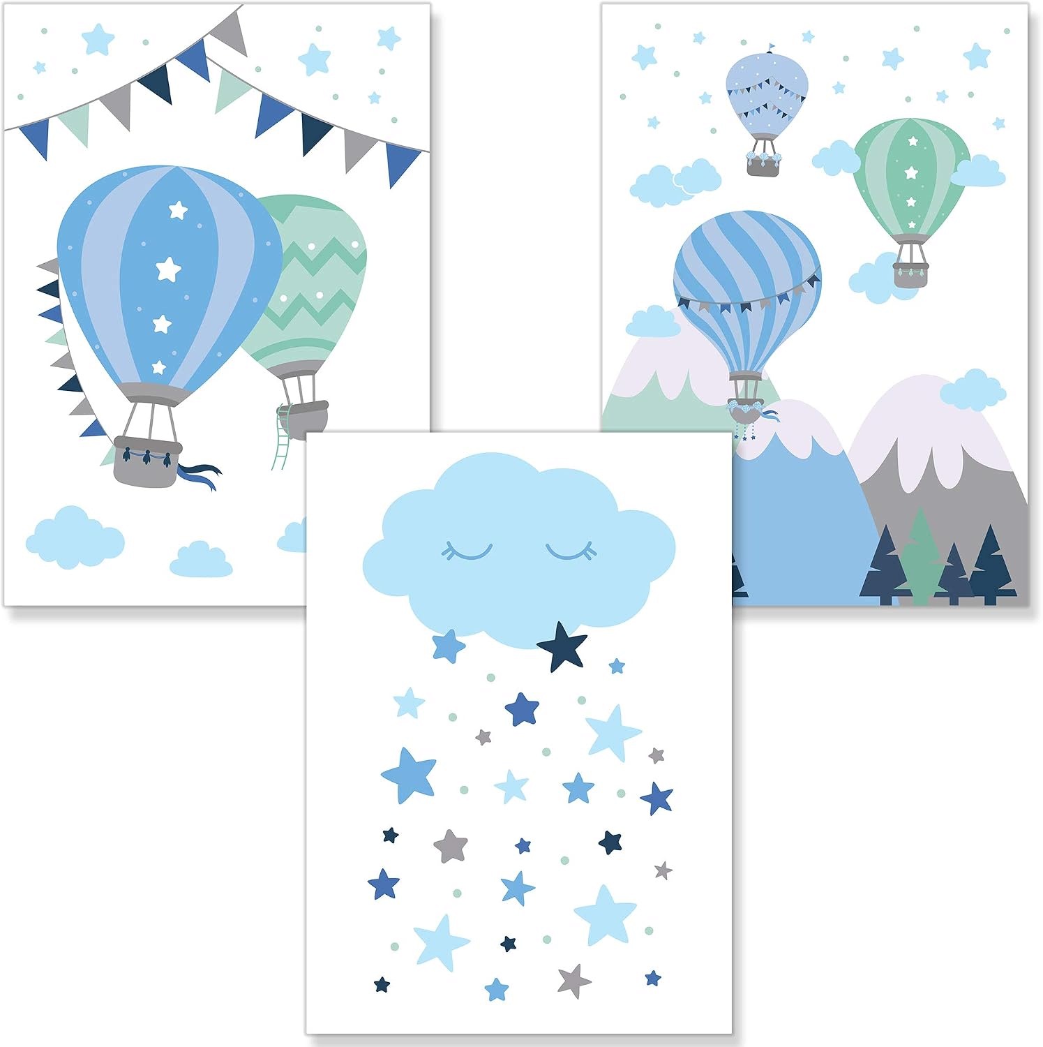 Plakat do pokoju dziecięcego balon na gorące powietrze 29D x 42S cm