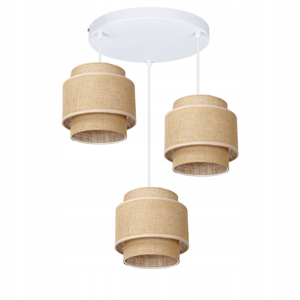Závěsná Stropní Lampa Boho Juta, Trojitý Talíř
