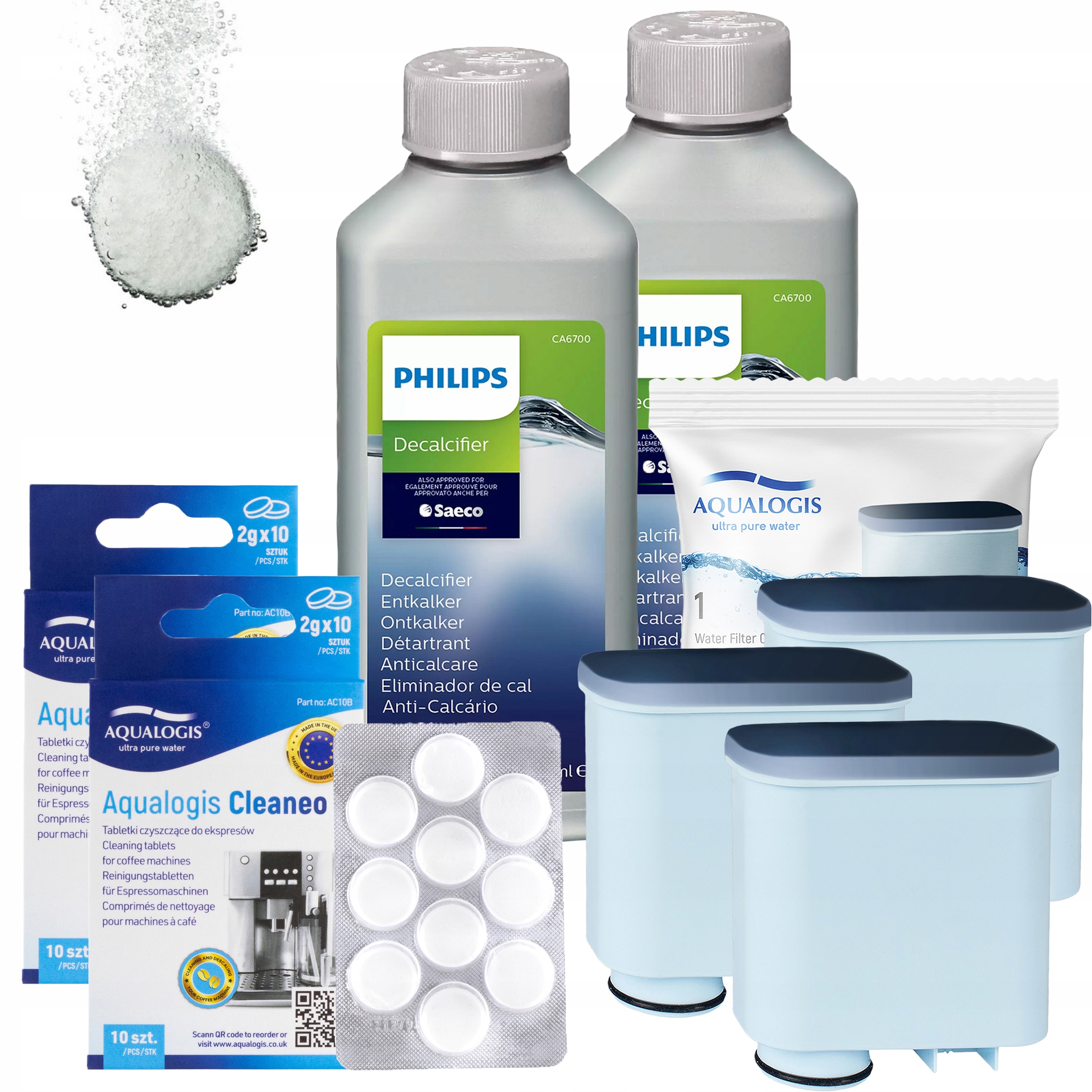 Zestaw do czyszczenia ekspresu Saeco Philips Odkamieniacz Tabletki Filtr