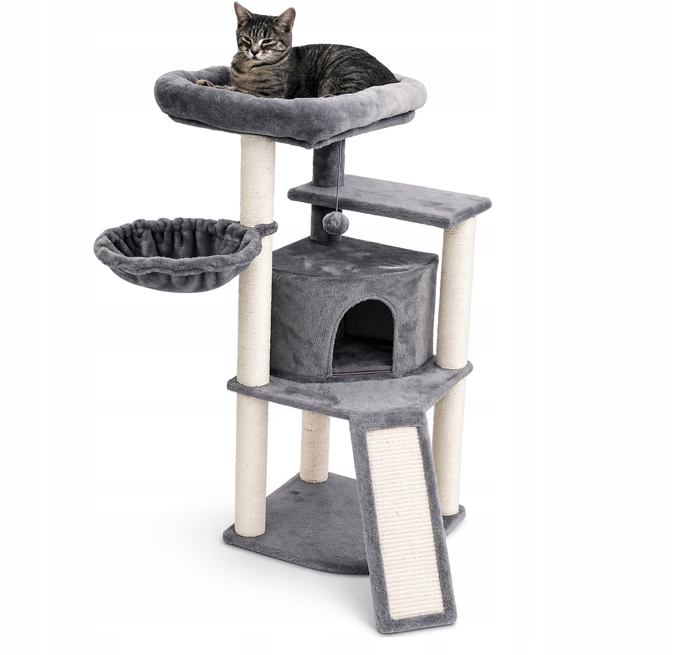 Drapak pro kočky pelíšek Domeček budka strom Sloupky |106 cm (F032)