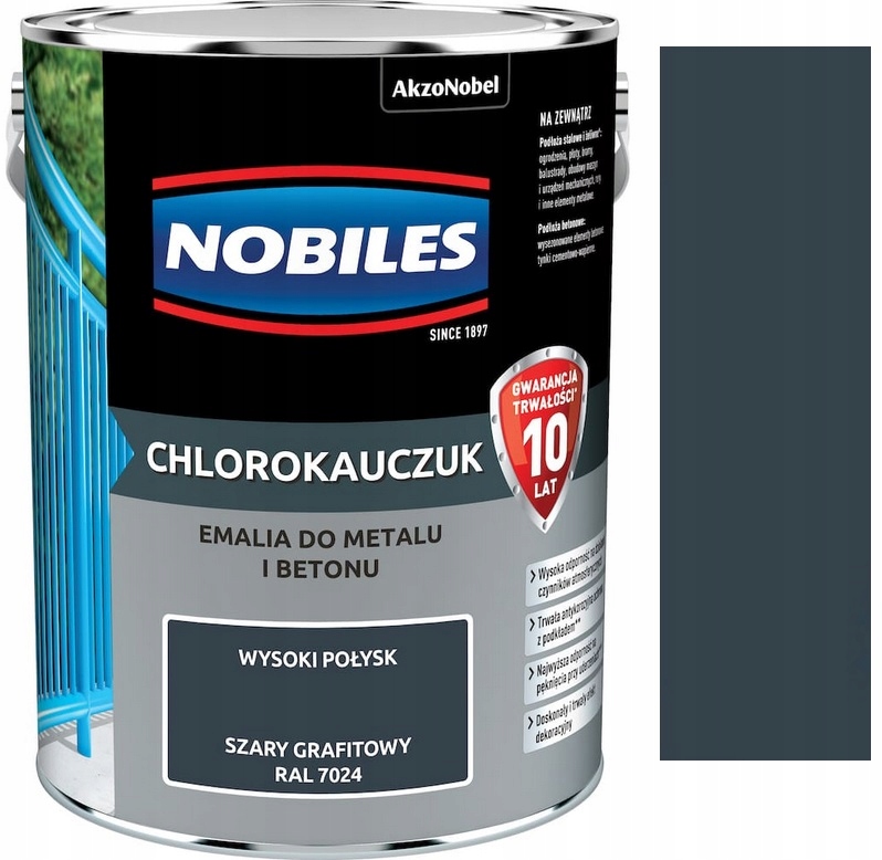 Nobiles Chlorokauczuk Szary Grafitowy 7024 5L