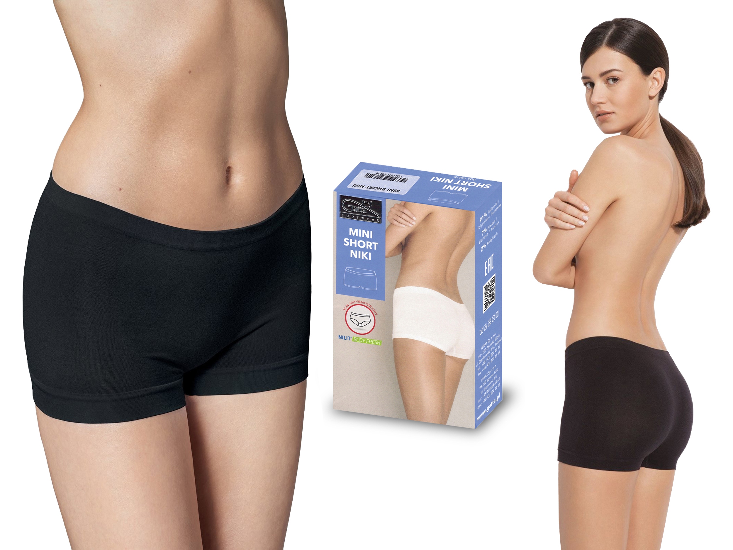 

Bezszwowe szorty Niki Mini Short Gatta czarne, L