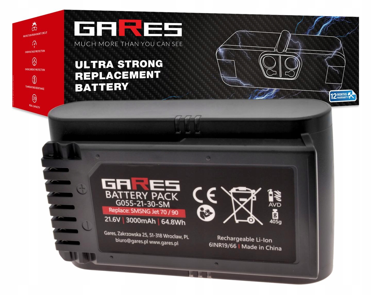 Akumulator Gares do Samsung Jet 70 90 21,6V 3,0Ah