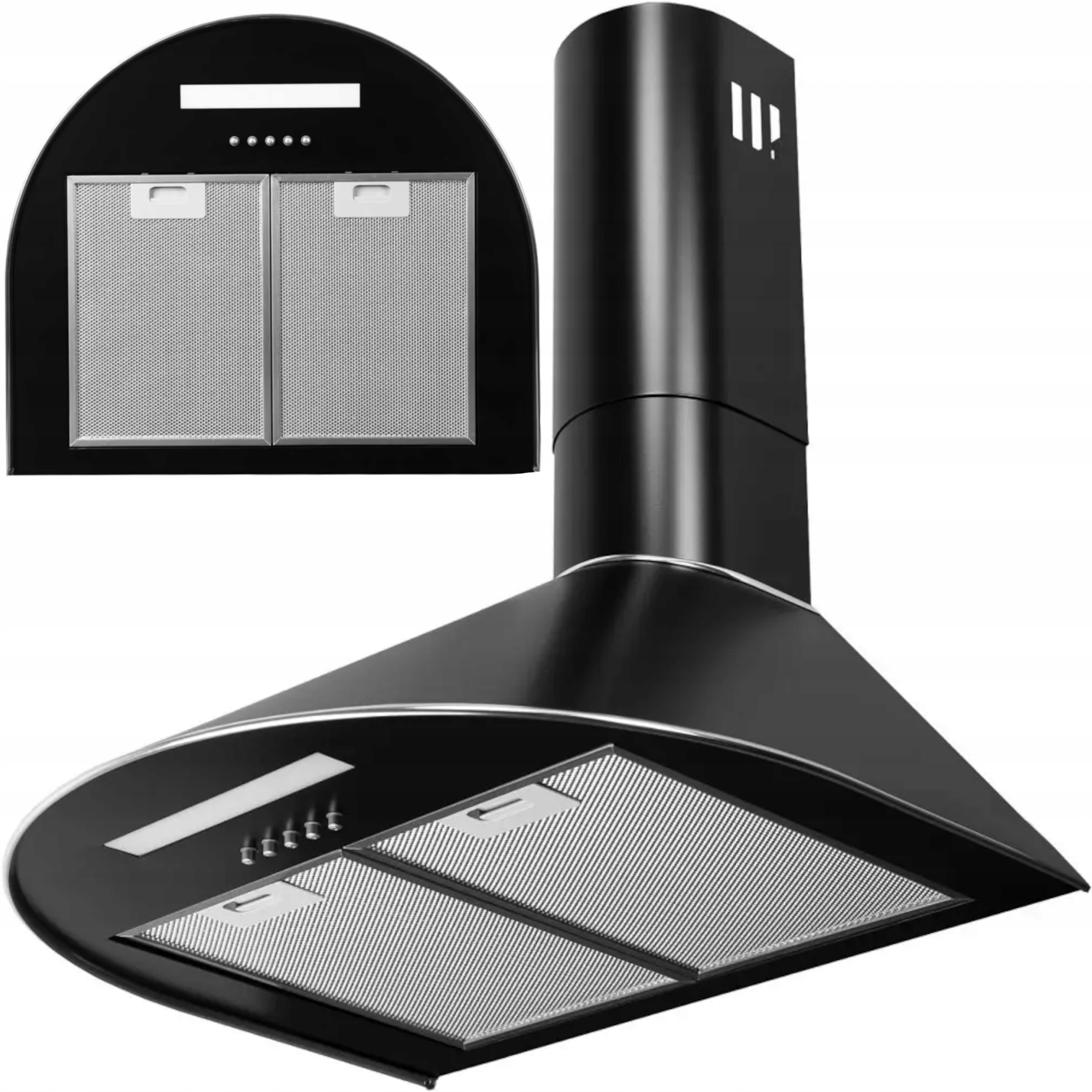 Okap Kuchenny Kominowy do zabudowy Maan MIX3 Czarny Led 50 cm Cichy Filtr