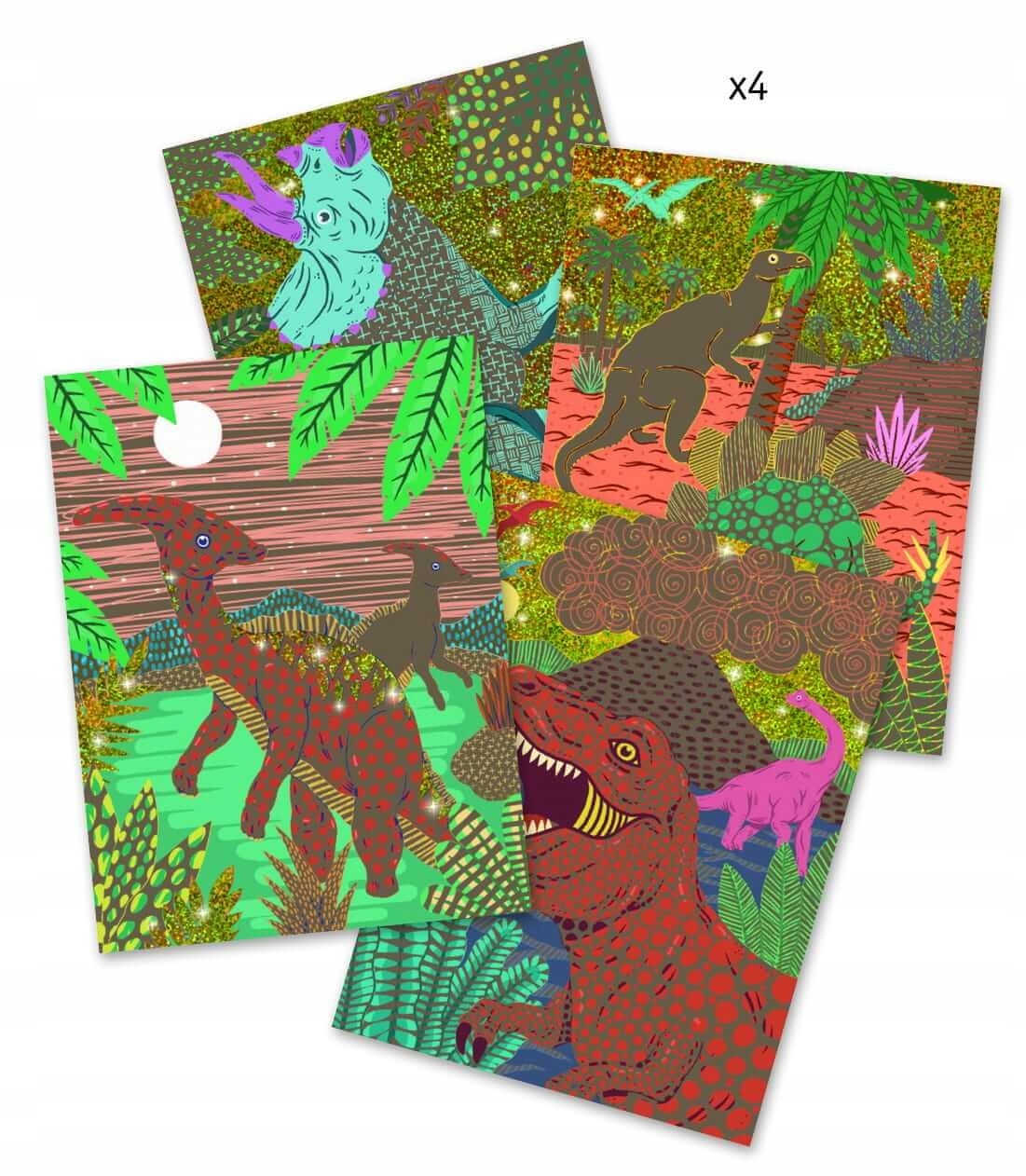 DJECO ZESTAW WYDRAPYWANKA KOLOROWANKA DINOZAURY Głębokość produktu 0.3 cm