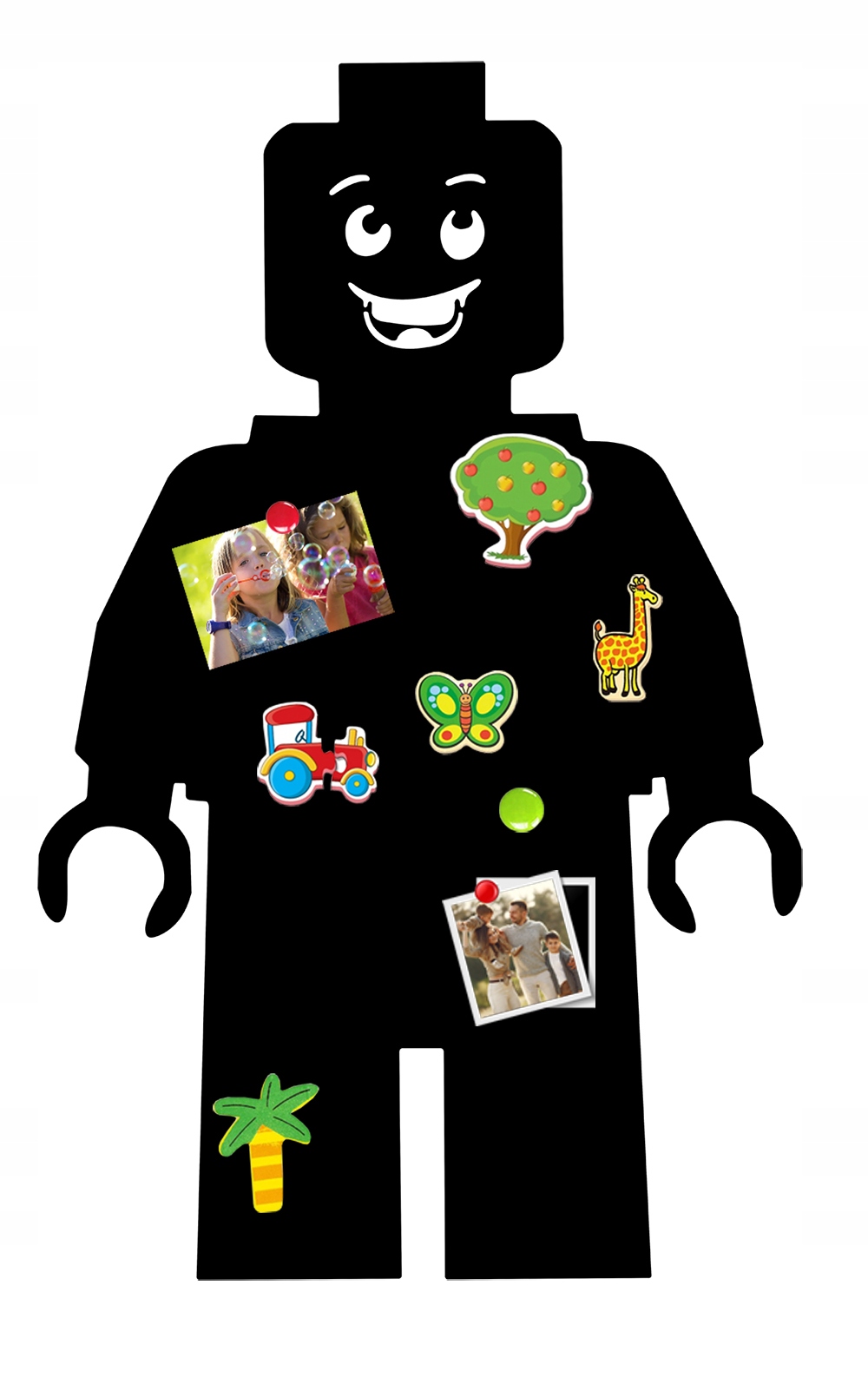 Tablica na magnesy na ścianę 70x44 cm Tablica czarna magnetyczna Lego