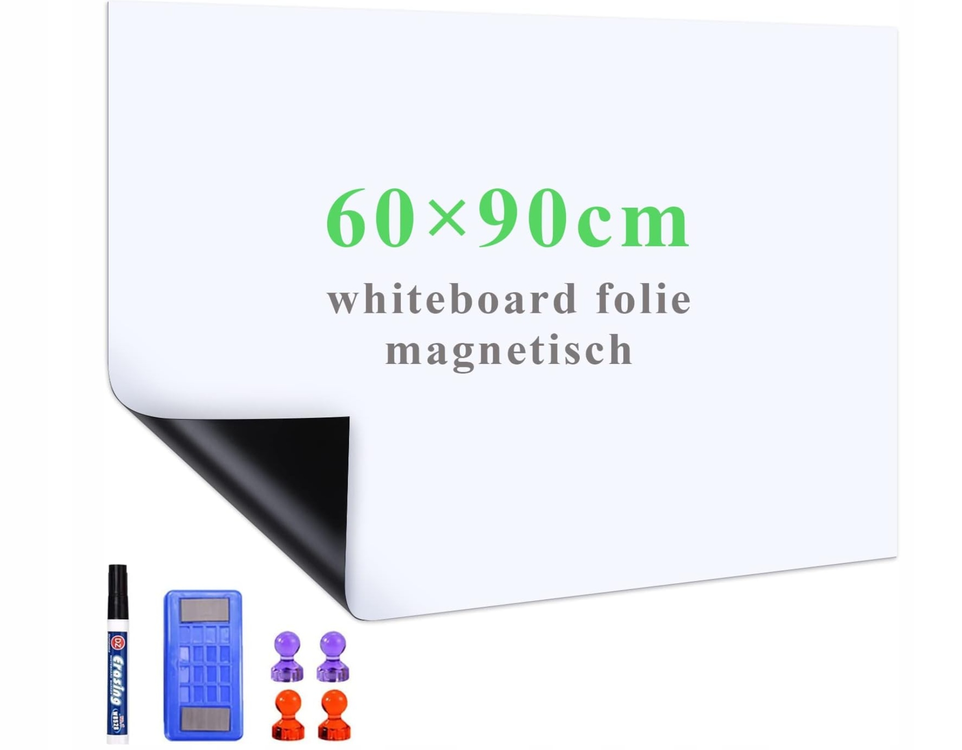 ELASTYCZNA TABLICA MAGNETYCZNA SAMOPRZYLEPNA NA ŚCIANĘ 60X90 z pisakami