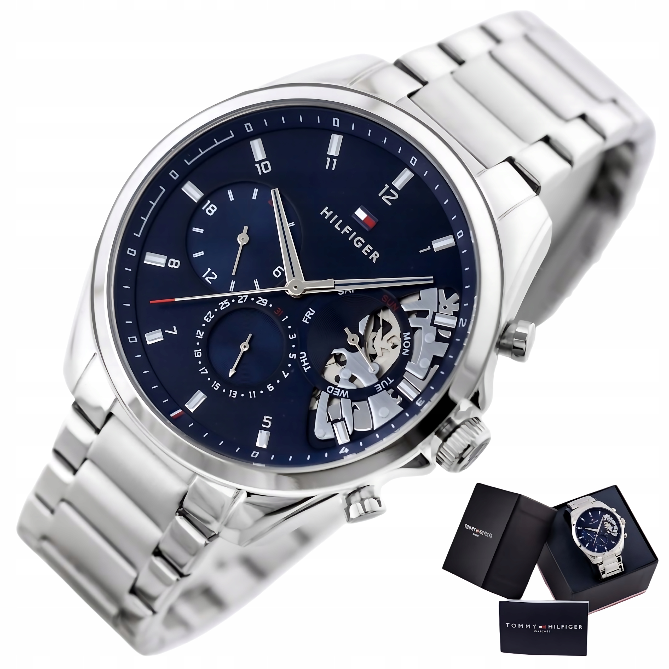 Pánské Hodinky Tommy Hilfiger 1710448 Baker Silver Vodotěsný box WR50