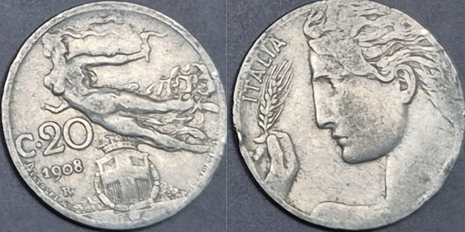 Włochy 20 centesimi 1908r. KM 44 Wiktor Emmanuel III