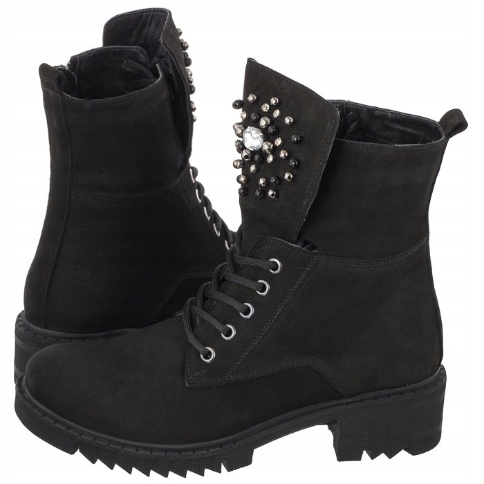 Buty Damskie Trapery Botki Venezia Czarne 12105