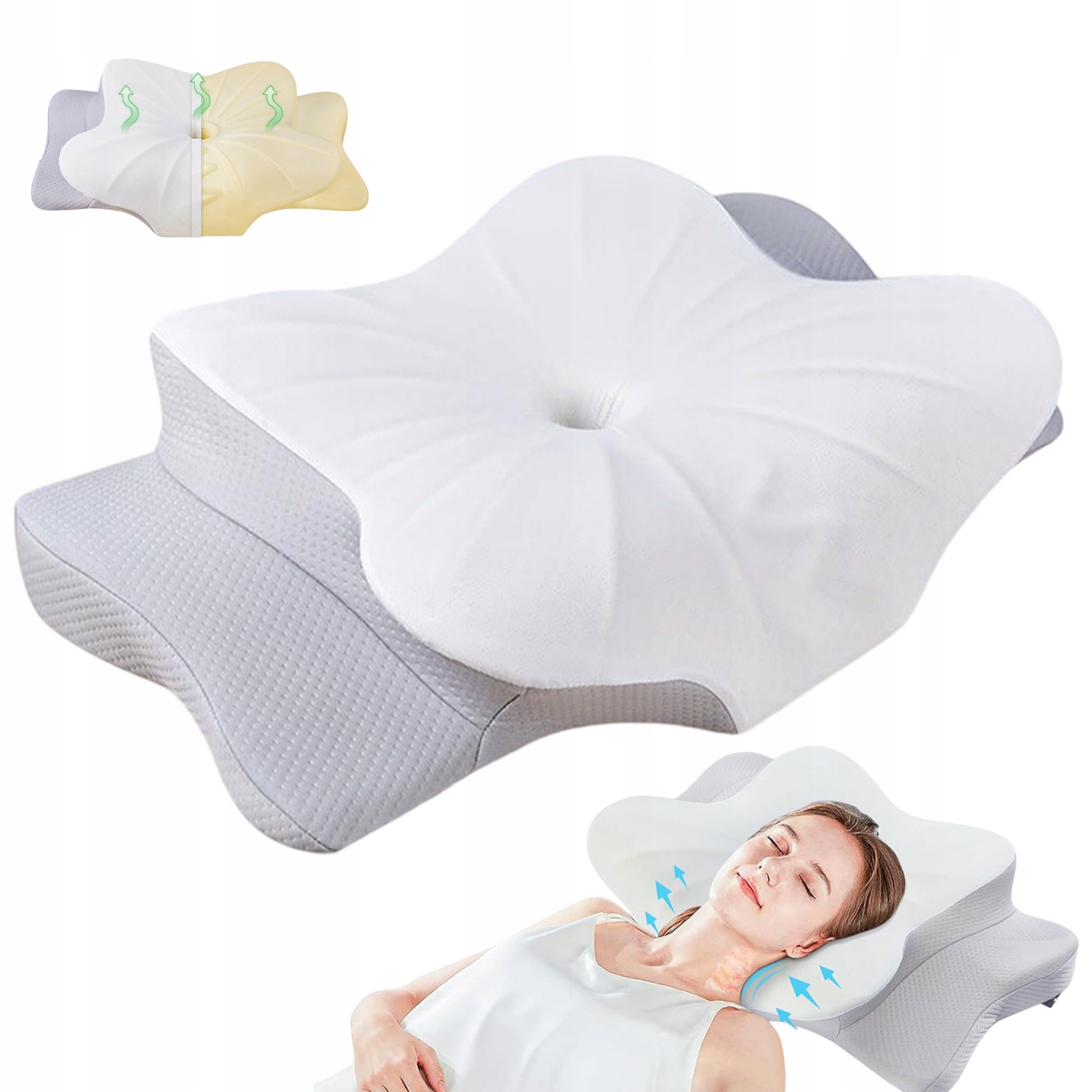 Poduszka Ortopedyczna Motylek 2 Wysokości Z Memory Foam 62X36 CM