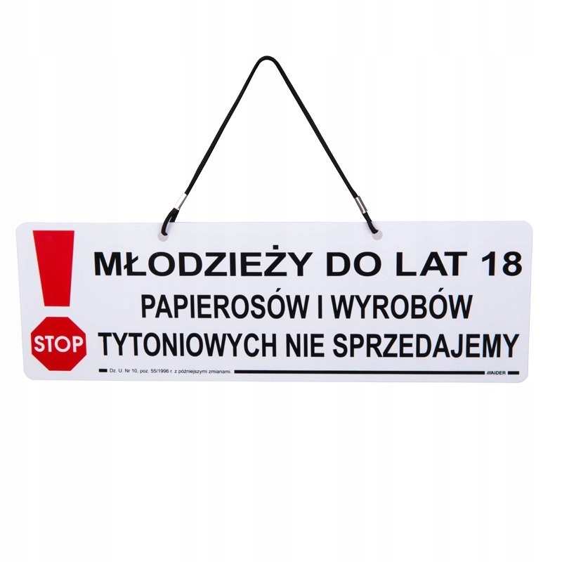 

Tabliczka informacyjna Młodzieży Do Lat 18...