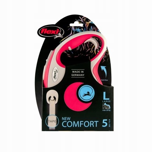 Smycz Flexi New Comfort L taśma 5m 60kg czerwona
