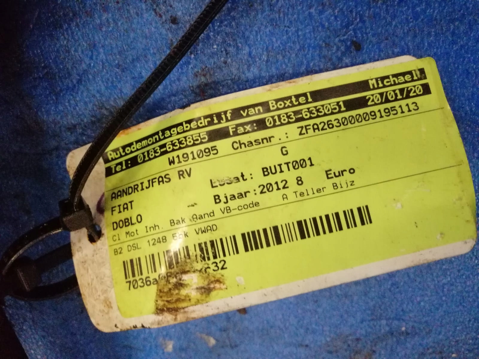 semi-axis right 00809586 FIAT DOBLO 1.3 JTD 2012R