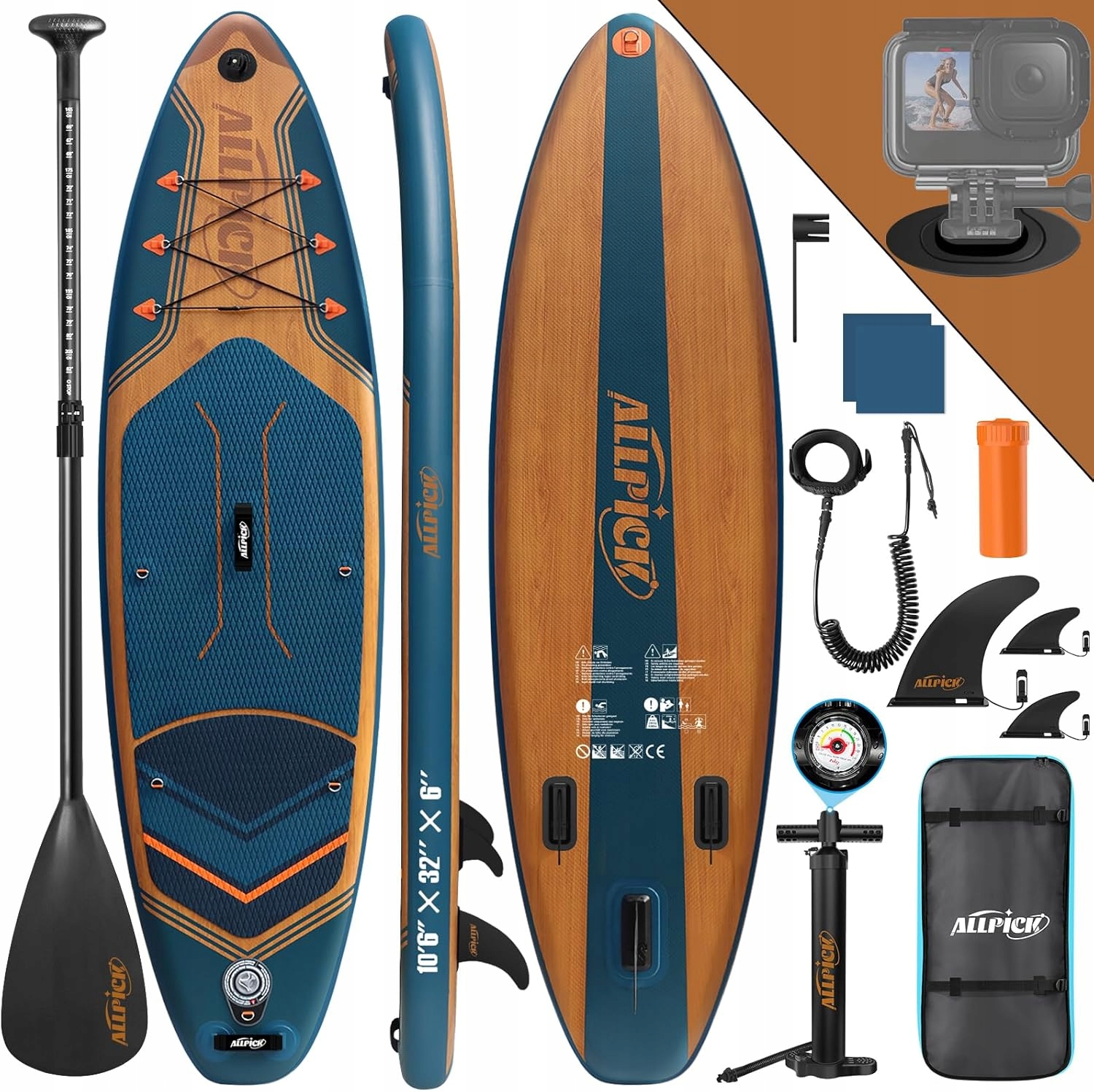 Deska Sup Paddle Board Surfingowa 320CM Torba Akcesoria Allpick