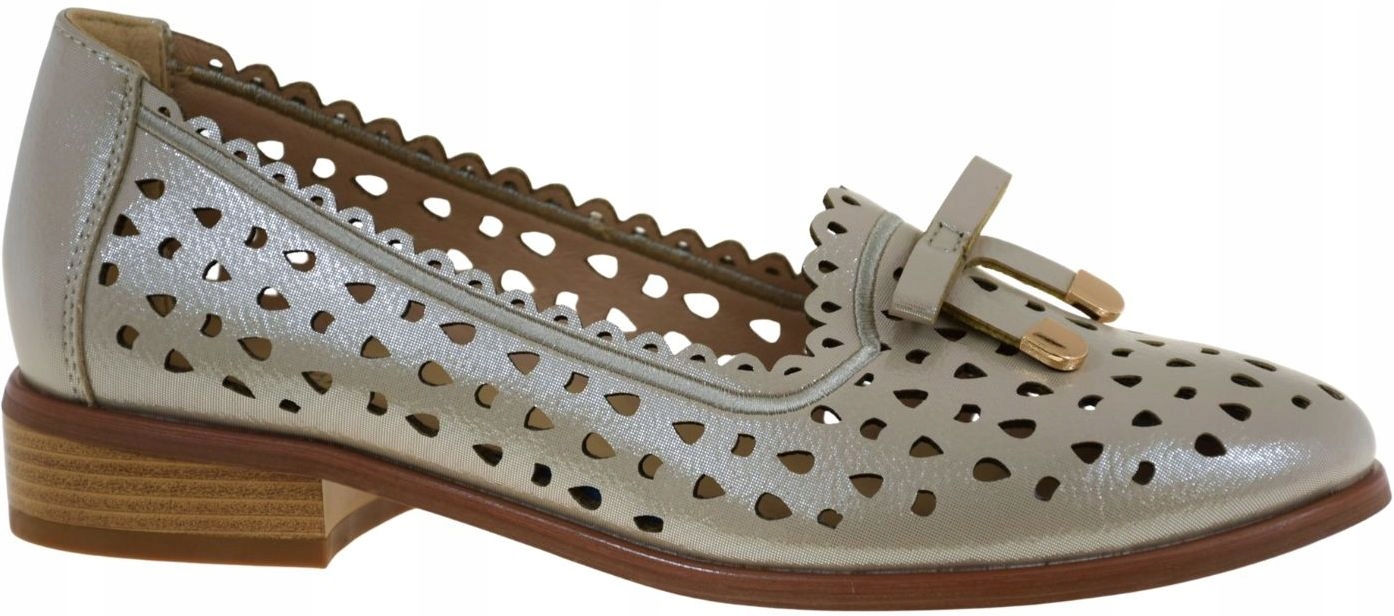 Dámské polobotky kožené zlaté ažurové módní Vinceza 58623 Gd VEL.37