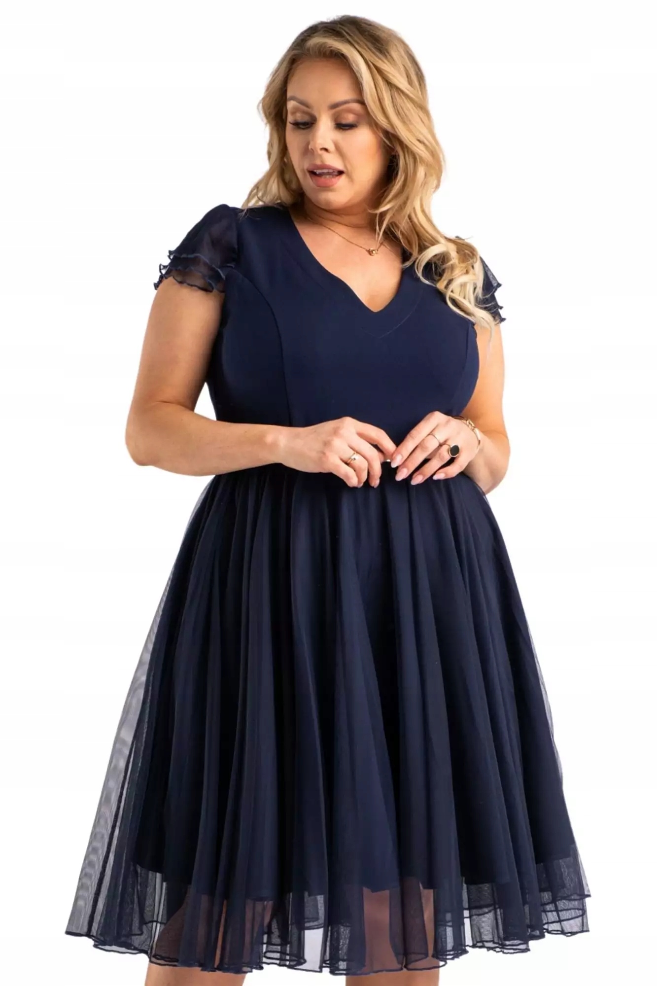 Tiulowa galowa sukienka plus size 46/48 na wesele 11972684370 - Allegro.pl