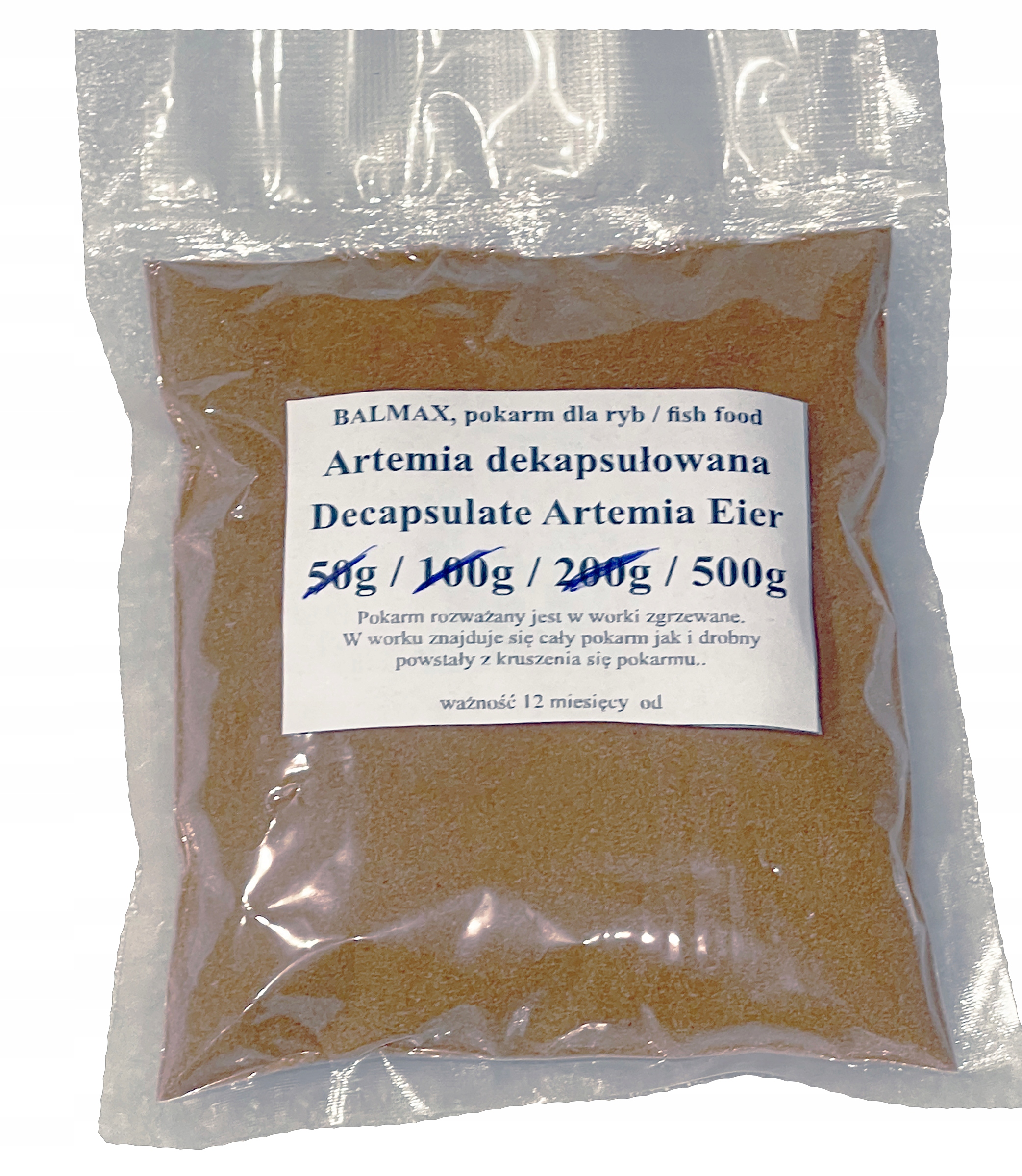Balmax, Artemia dekapsulovaná, bezskořápková, decaps, krmivo pro ryby, 500 g