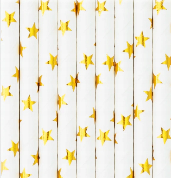 SŁOMKI PAPIEROWE ZŁOTE GWIAZDKI GODY 50 URODZINY