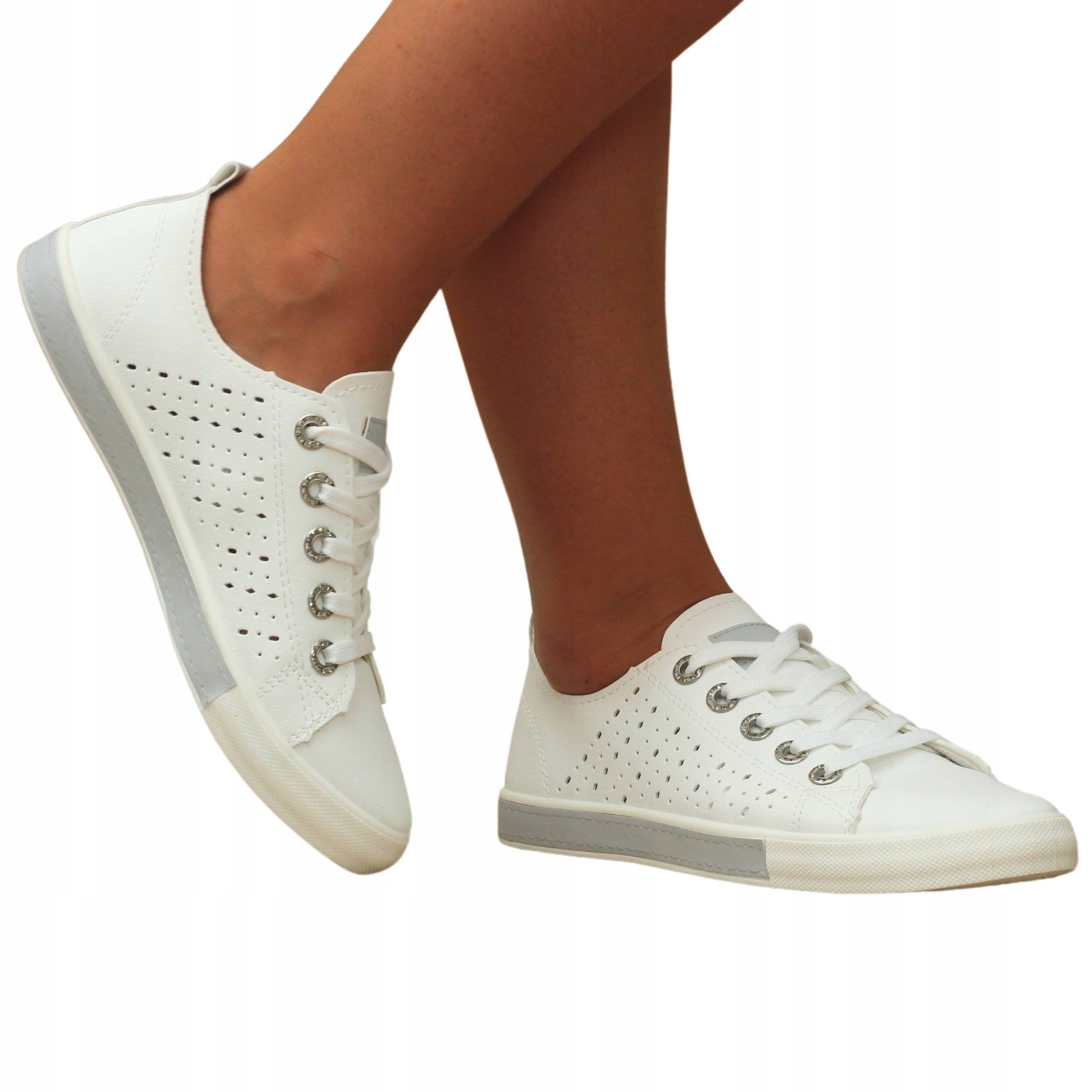 TRAMPKI BIAŁE DAMSKIE ADIDASY sportowe TENISÓWKI