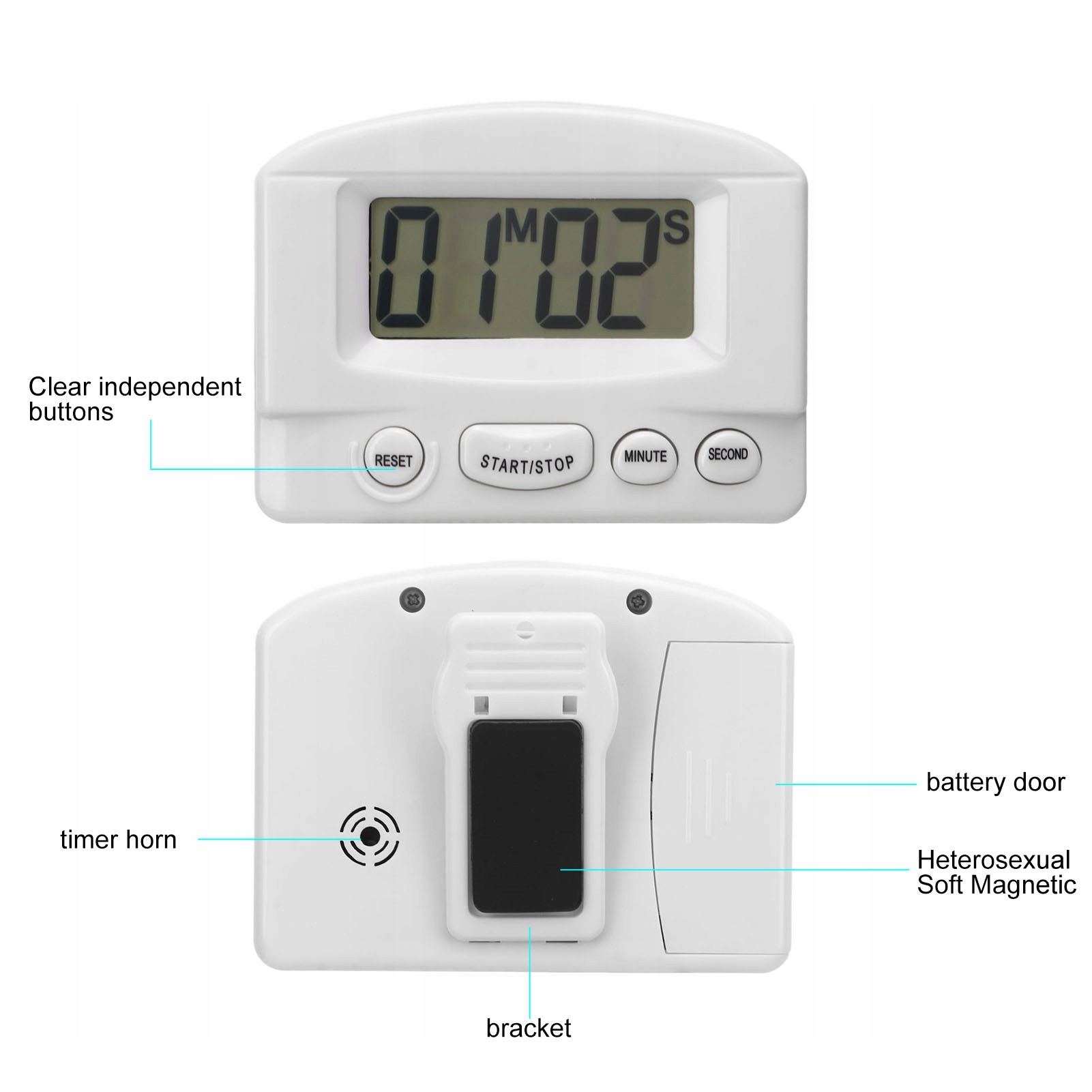 MINUTNIK KUCHENNY NA MAGNES STOPER TIMER WIELOFUNKCYJNY ZEGAR CYFROWY Marka bez marki