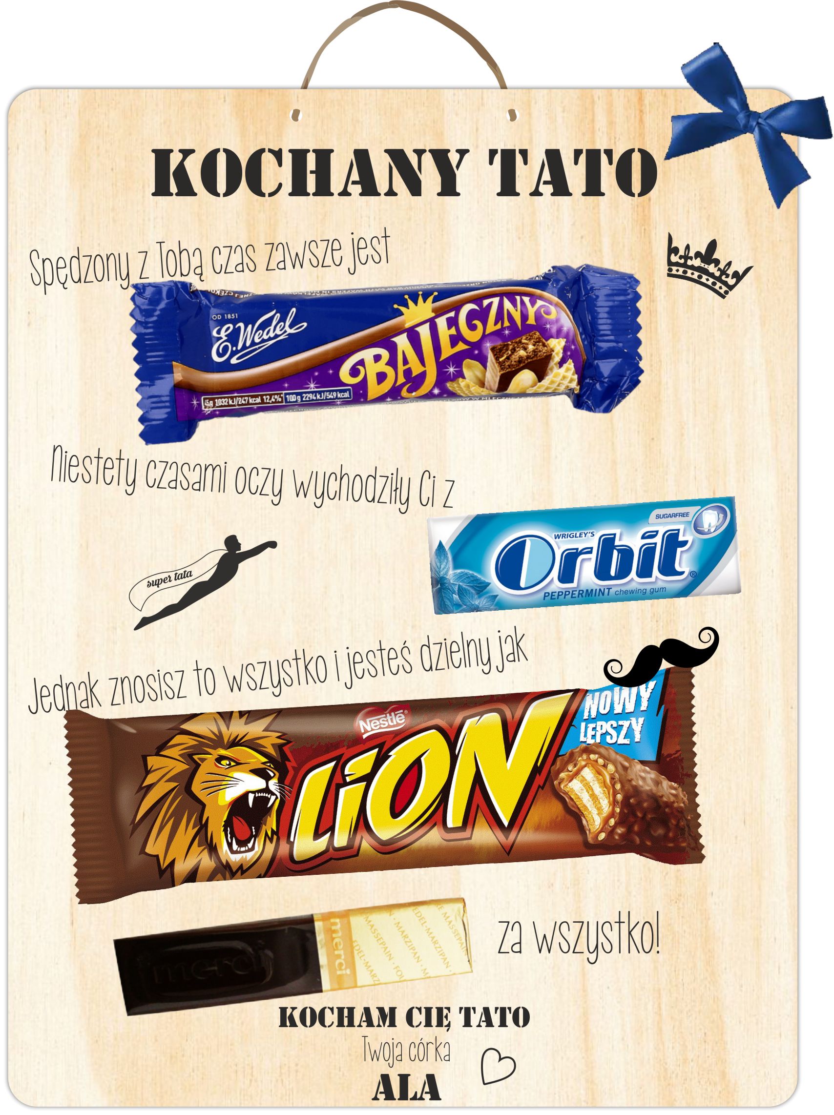 

Dzień Ojca Taty Tabliczka Dyplom Batony