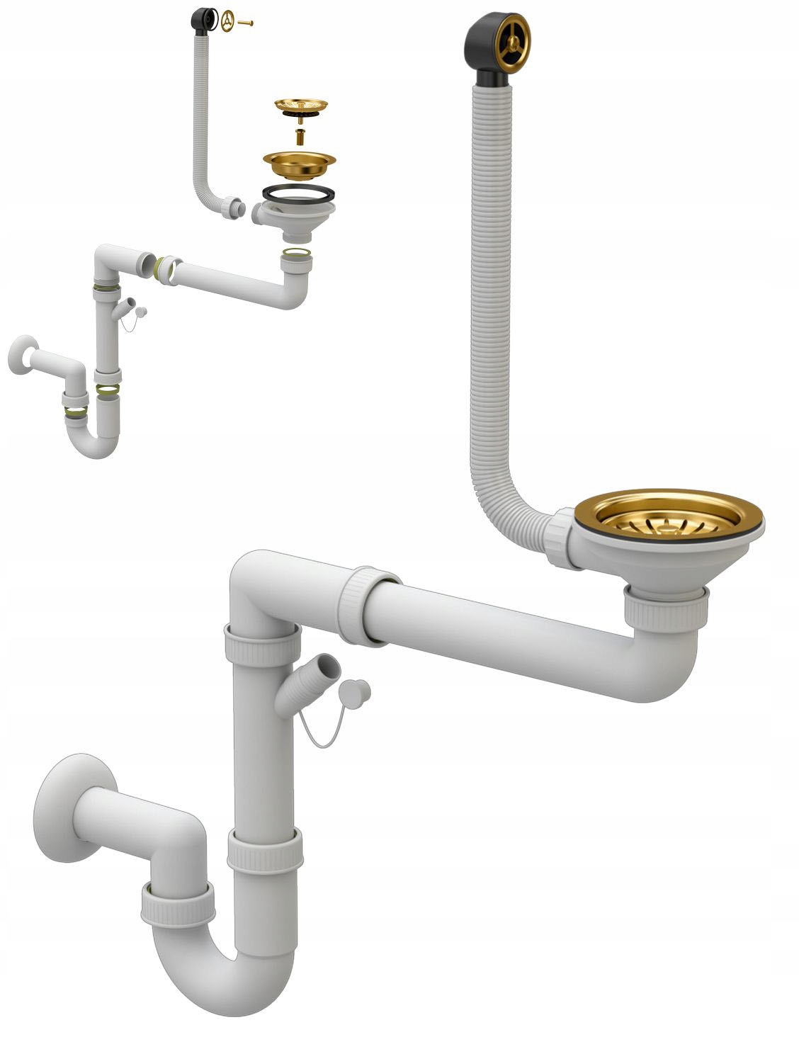 Zlatý Manuálny Sifón Na Stenu 1 Komora Do Umývadla