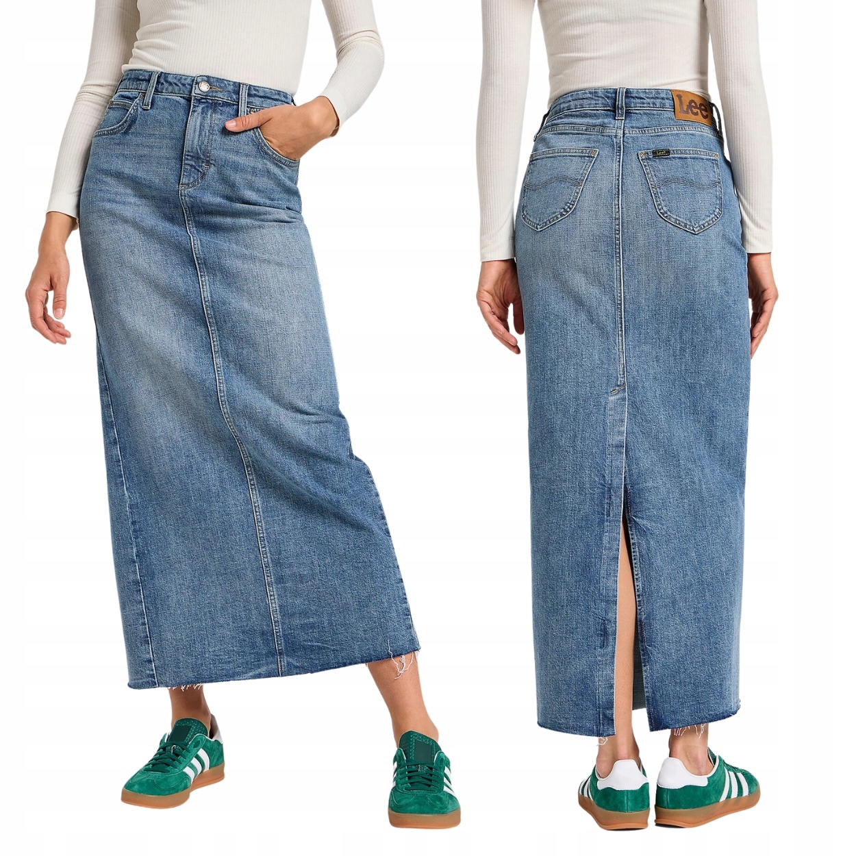 Lee Back Slit Maxi Skirt Set dlouhá džínová sukně s rozparkem vzadu W29