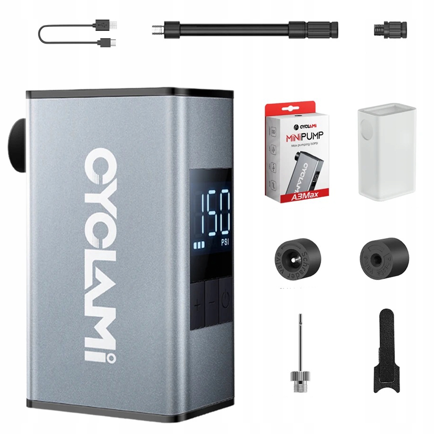 Elektrická cyklistická pumpa 150 Psi hliníková Schradera Presta