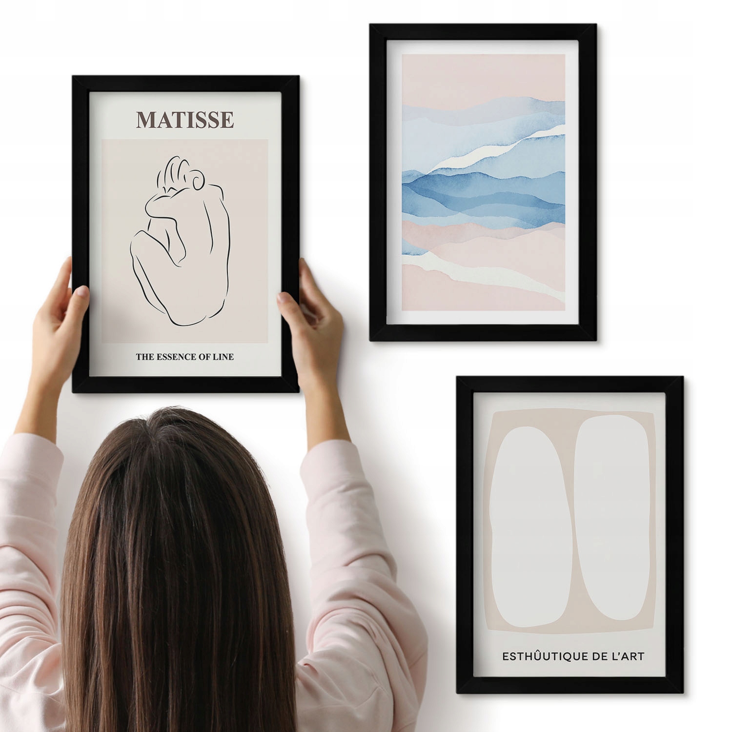 Obraz v rámu Moderní do obývacího pokoje 3 ks Sada Abstraktní formy Matisse