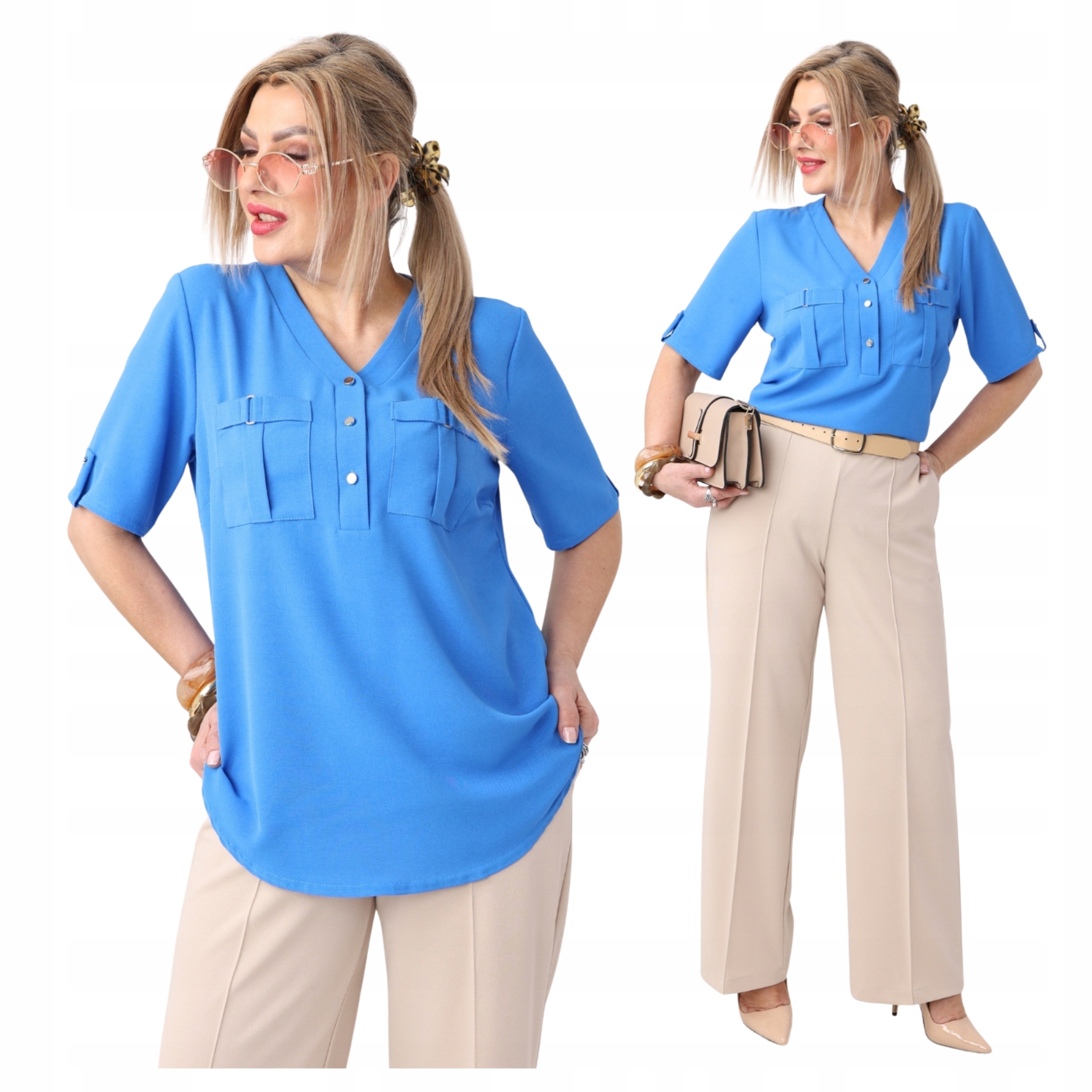 bluzka damska Polski Producent duże rozmiary gładka koszulowa