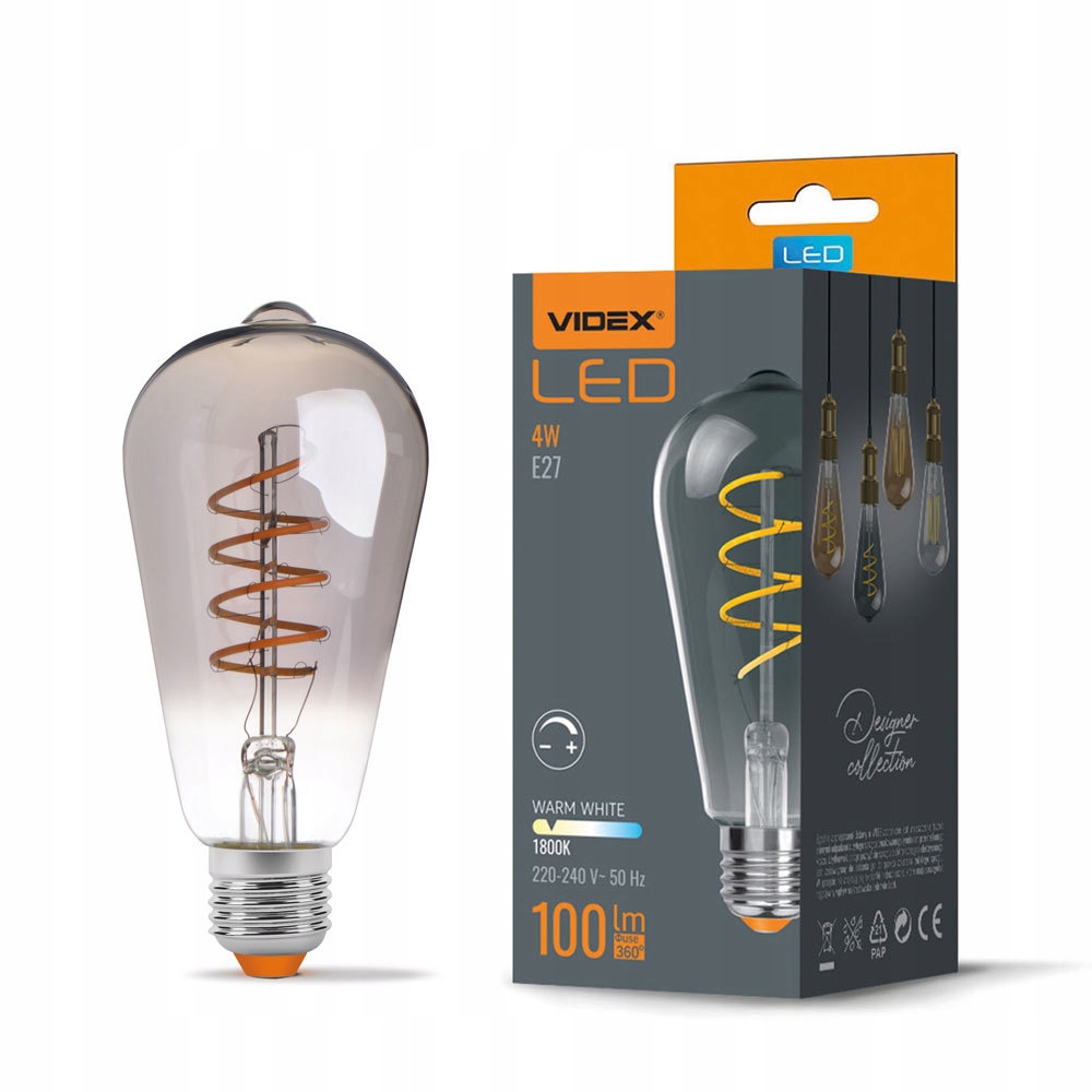 

Żarówka Led Filament 4W 100lm 1800K E27 ciepła