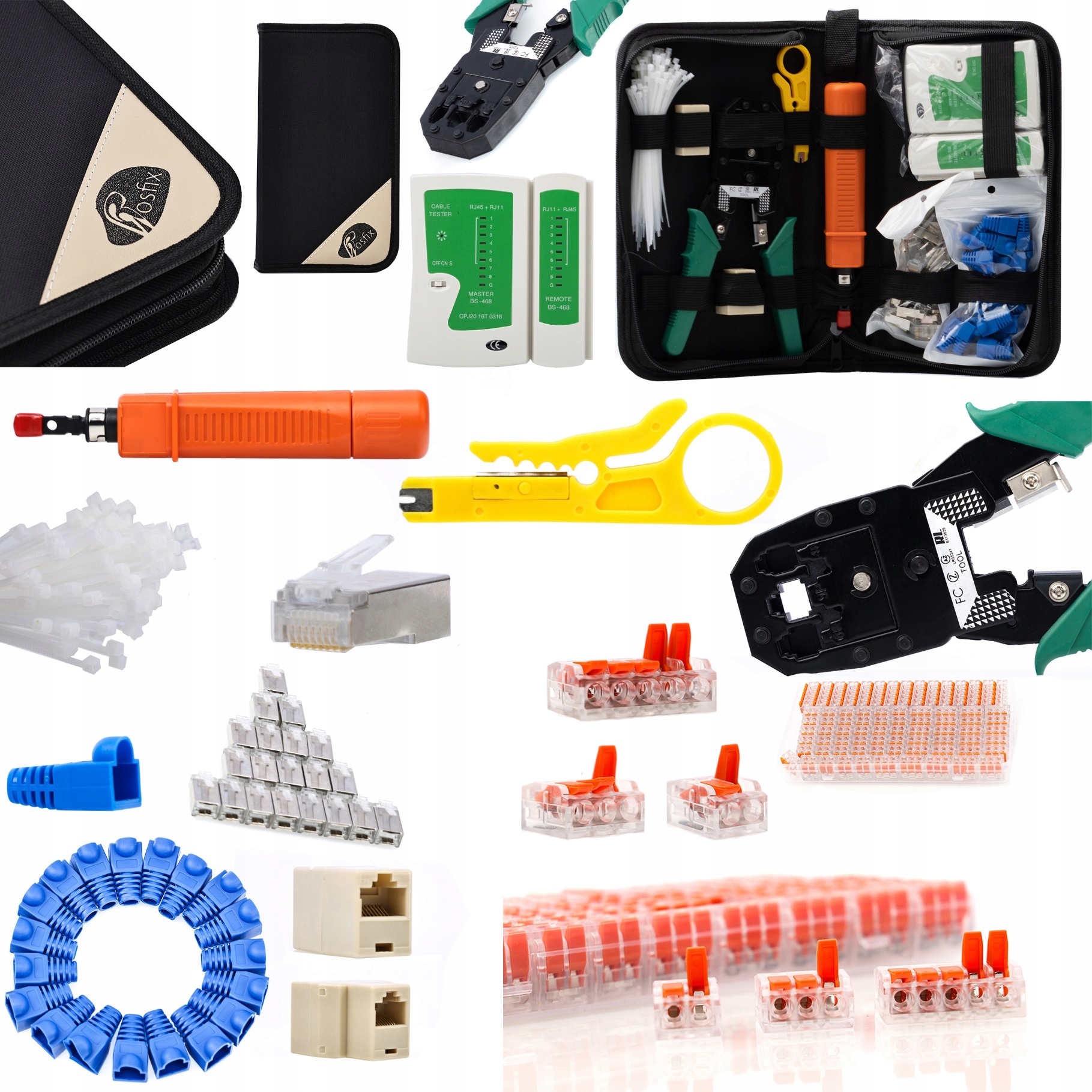 Tester Kabli RJ45 Zaciskarka Narzedzia Lan W Etui Szybkozłaczki 0,14-4,00MM